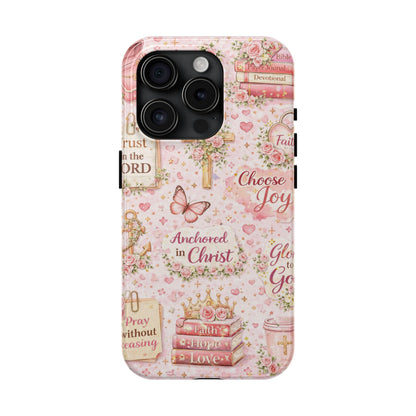 Anchored In Christ Phone Case | Christian floral iPhone Case