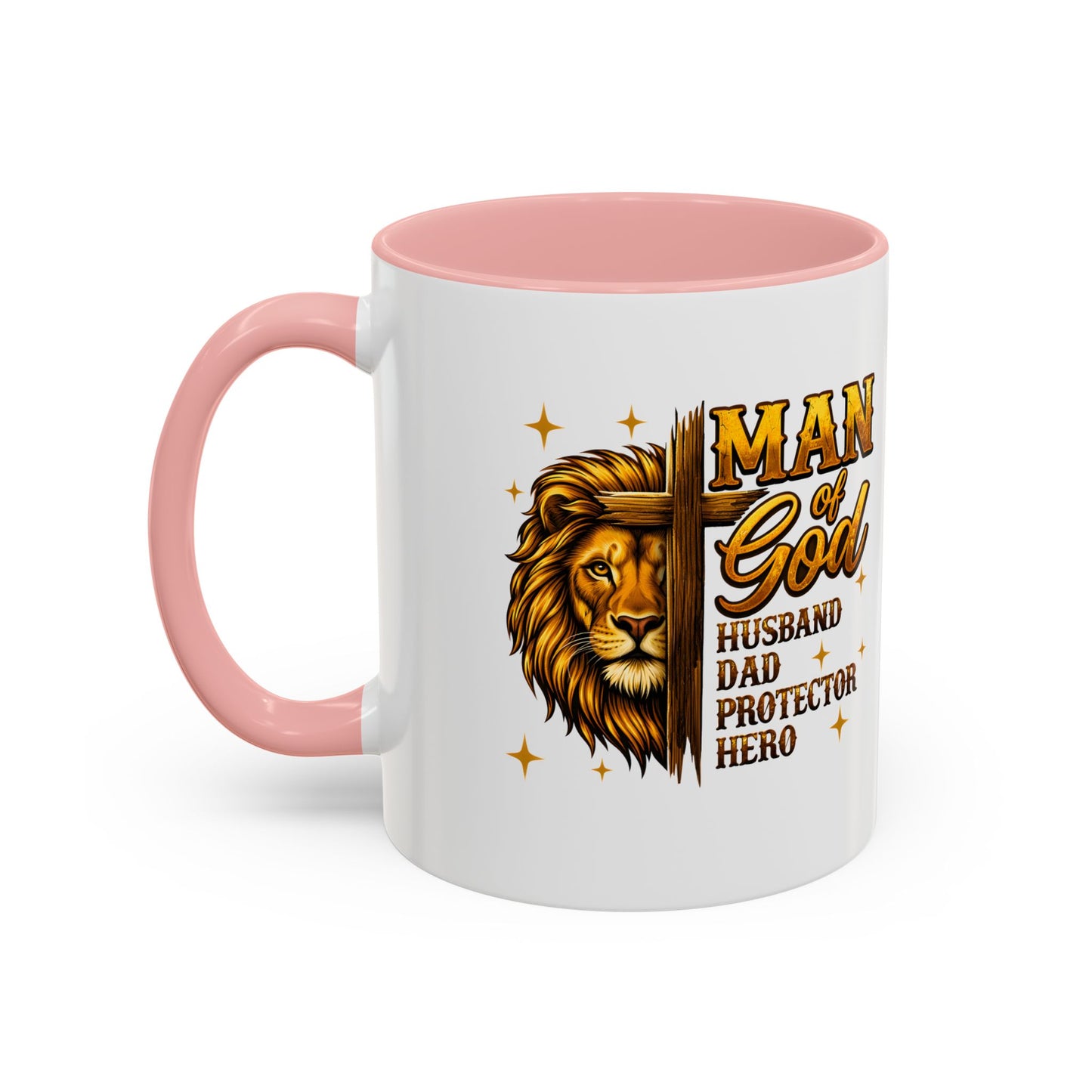 Man of God Lion Coffee Mug — 'Man of God' Religious Gift for Husband, Dad, Protector