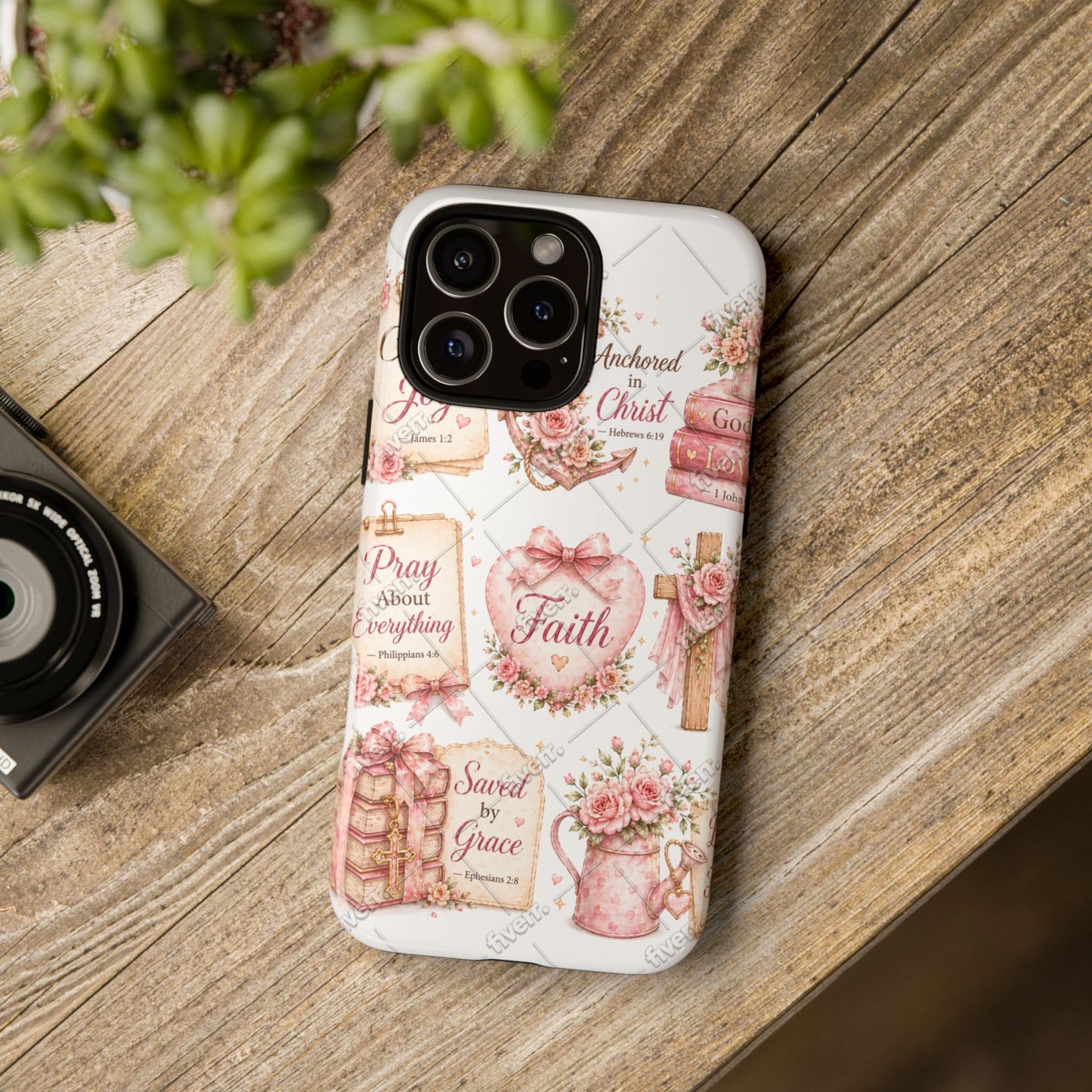 Faith Floral Phone Case – Christian Inspirational Scripture iPhone Cover (Choose Joy, Pray, Faith)