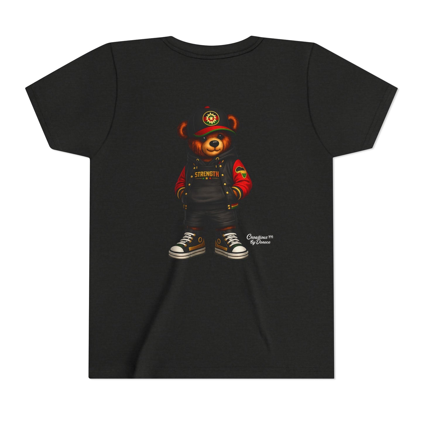Kids Teddy Bear Streetwear Tee — 'Strength' Graphic Youth T-Shirt