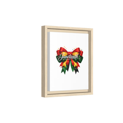 Juneteenth Framed Canvas Print – Festive Red, Green & Gold Ribbon Wall Art