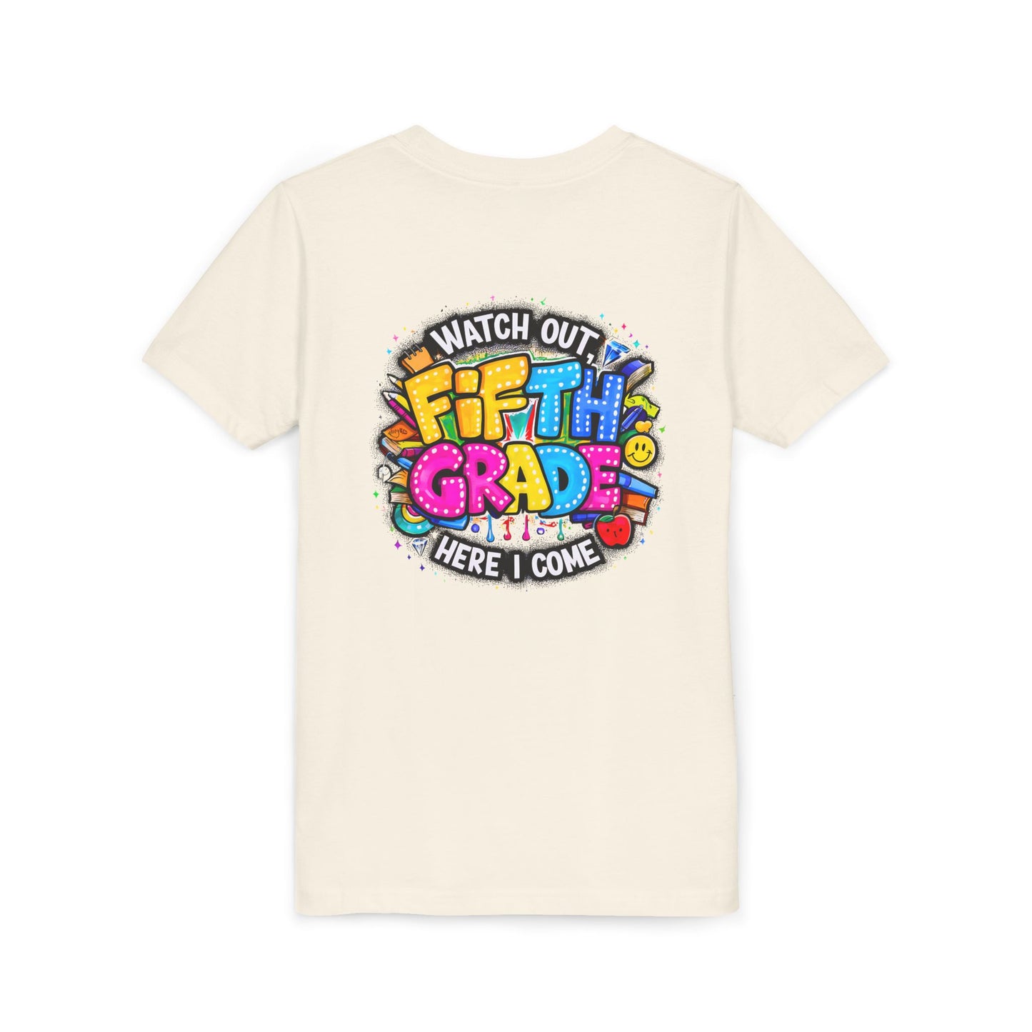 Fifth Grade T‑Shirt for Kids - "Watch Out Fifth Grade Here I Come" Back-to-School Tee