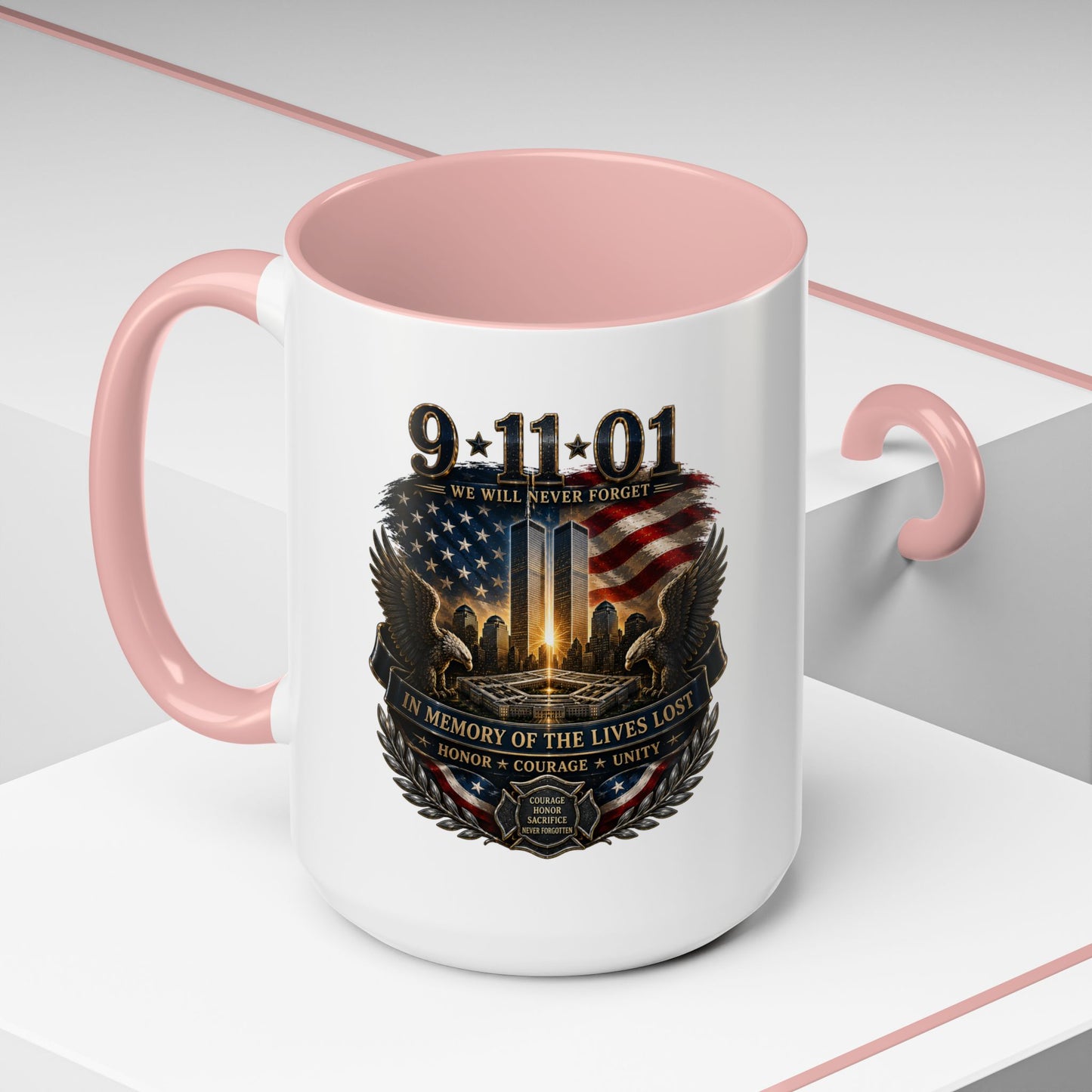 9·11 Memorial Coffee Mug — Never Forget Tribute Accent Mug (11/15oz)