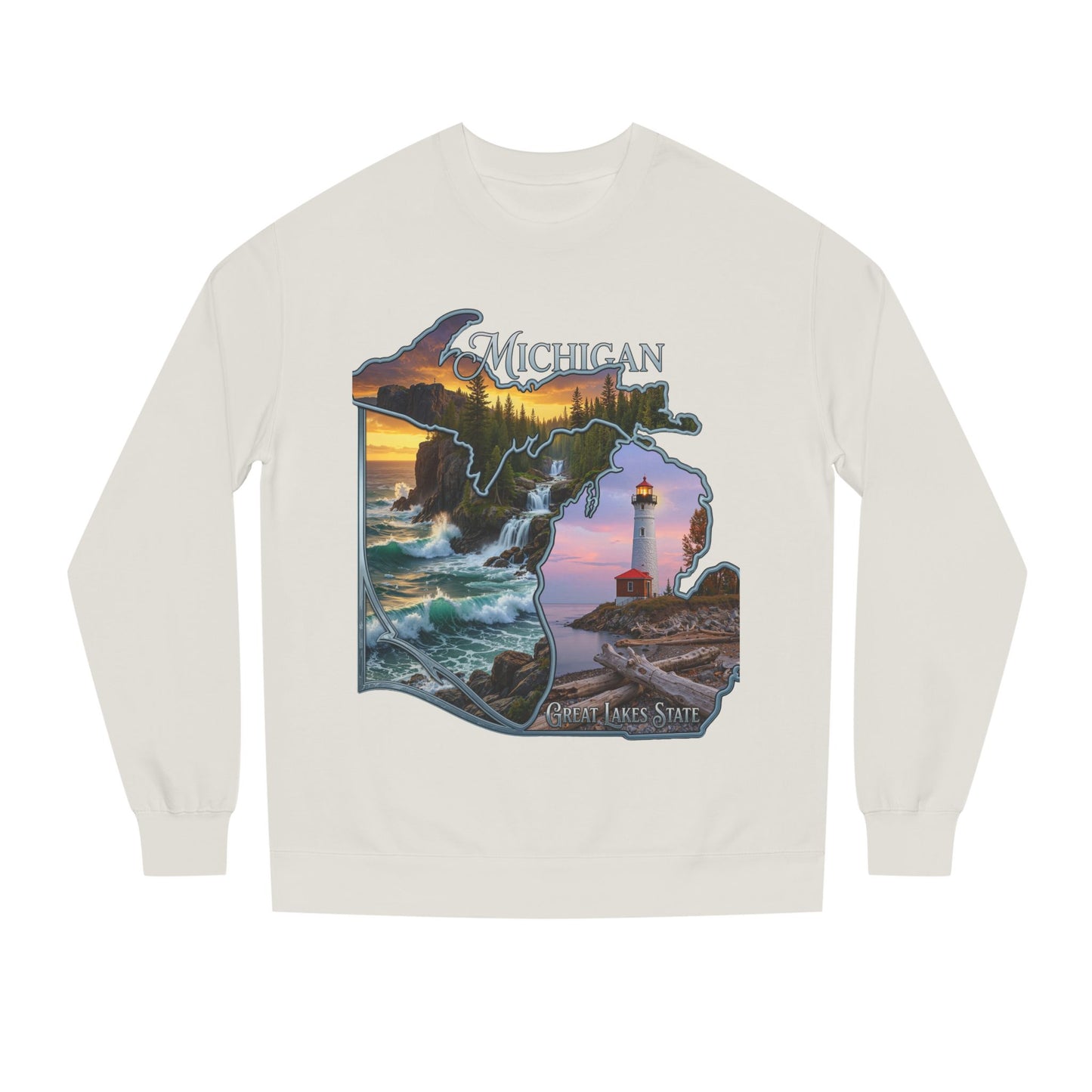 Michigan Lakes State Sweatshirt — Lighthouse & Great Lakes Scenic Pullover