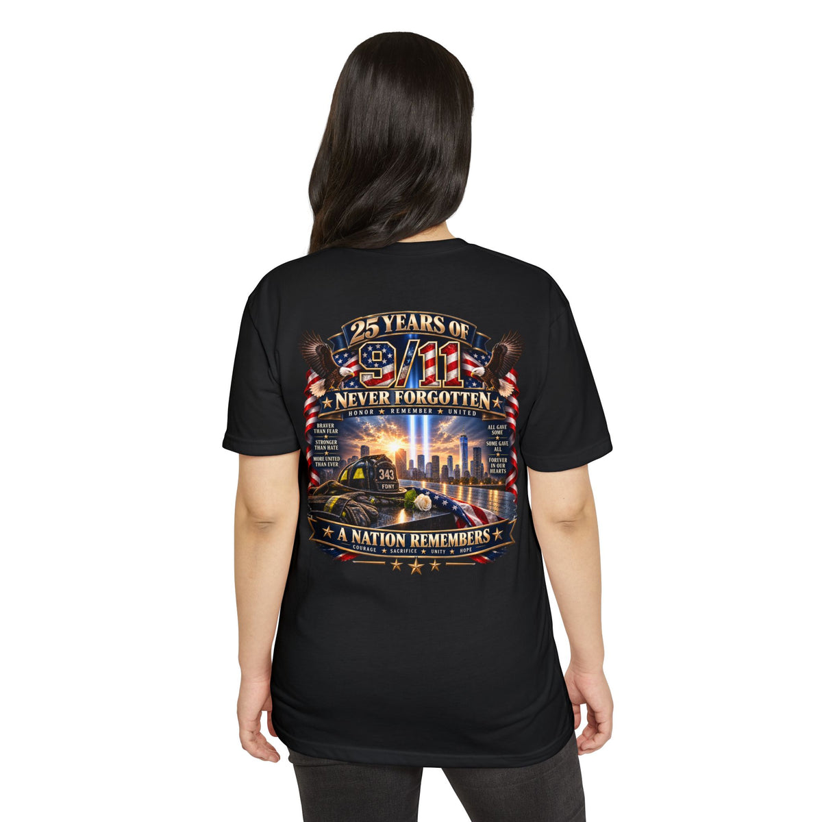 9/11 Memorial T-Shirt – "25 Years of 9/11 Never Forgotten" Tribute Tee