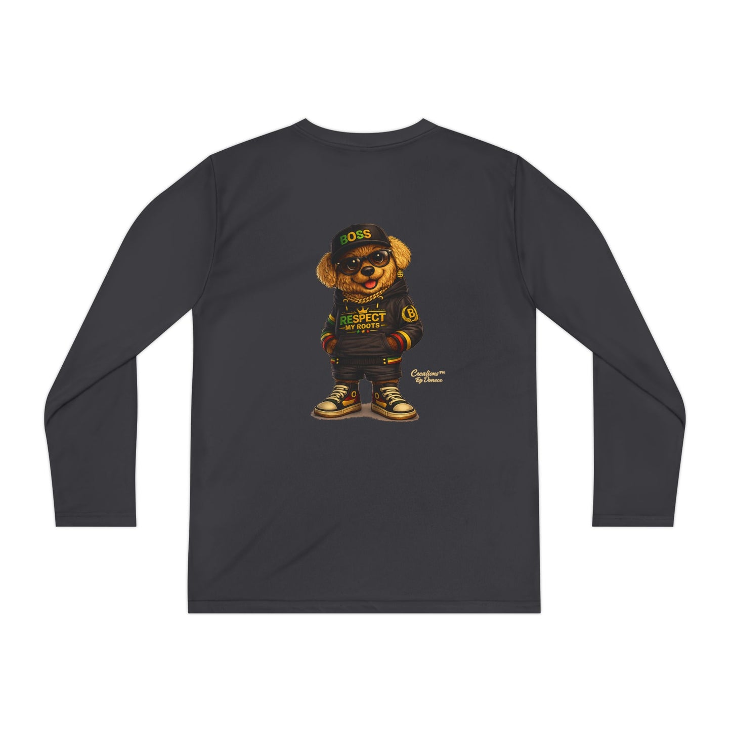 Youth Long Sleeve Tee — Streetwear Bear Graphic, 'Respect' Hip-Hop Kids Shirt