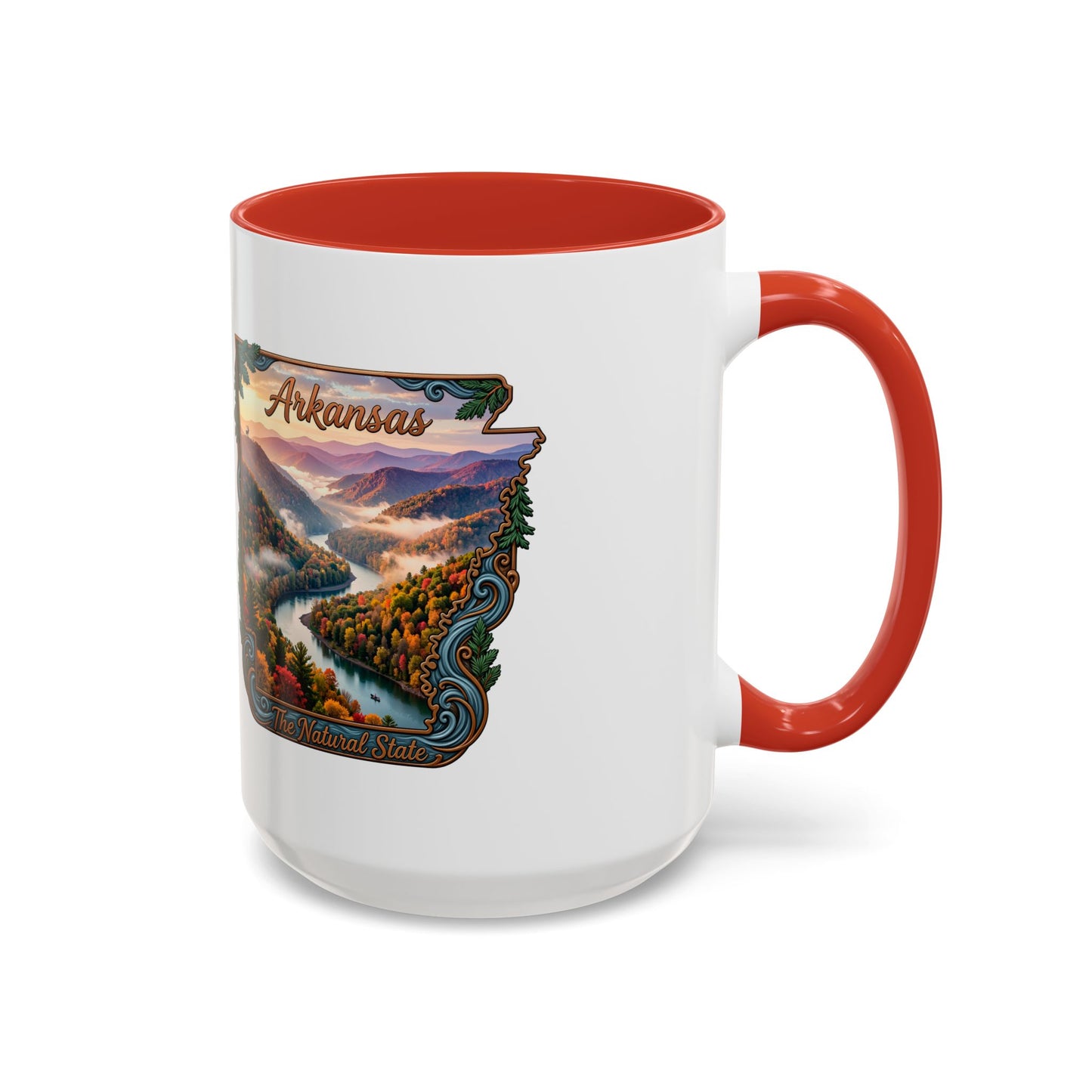 Arkansas Scenic Coffee Mug — Vintage State Map River Landscape (11/15 oz)