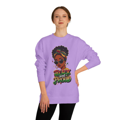 Black and Proud Crewneck Sweatshirt – Afrocentric Rasta Colors Graphic