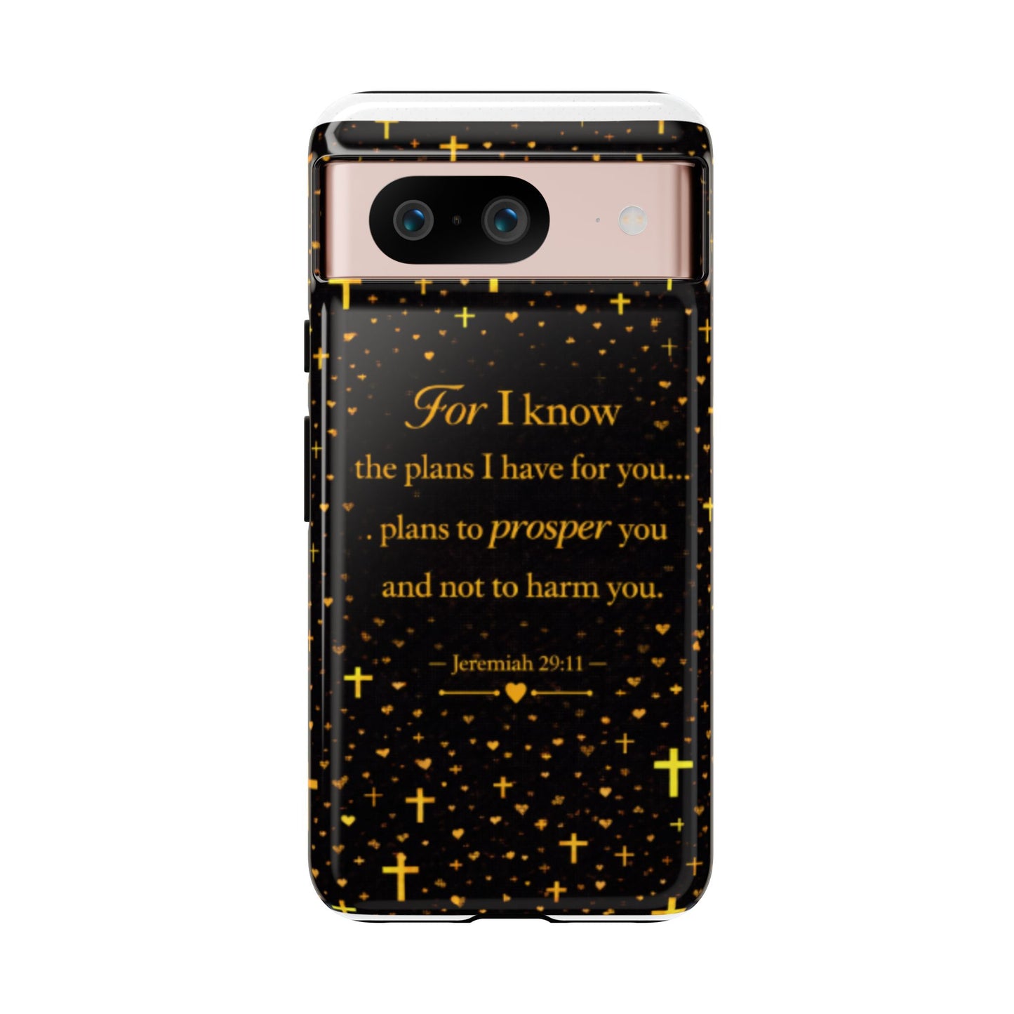 Phone Case — "For I Know" Jeremiah 29:11 Gold Cross Christian Tough Case