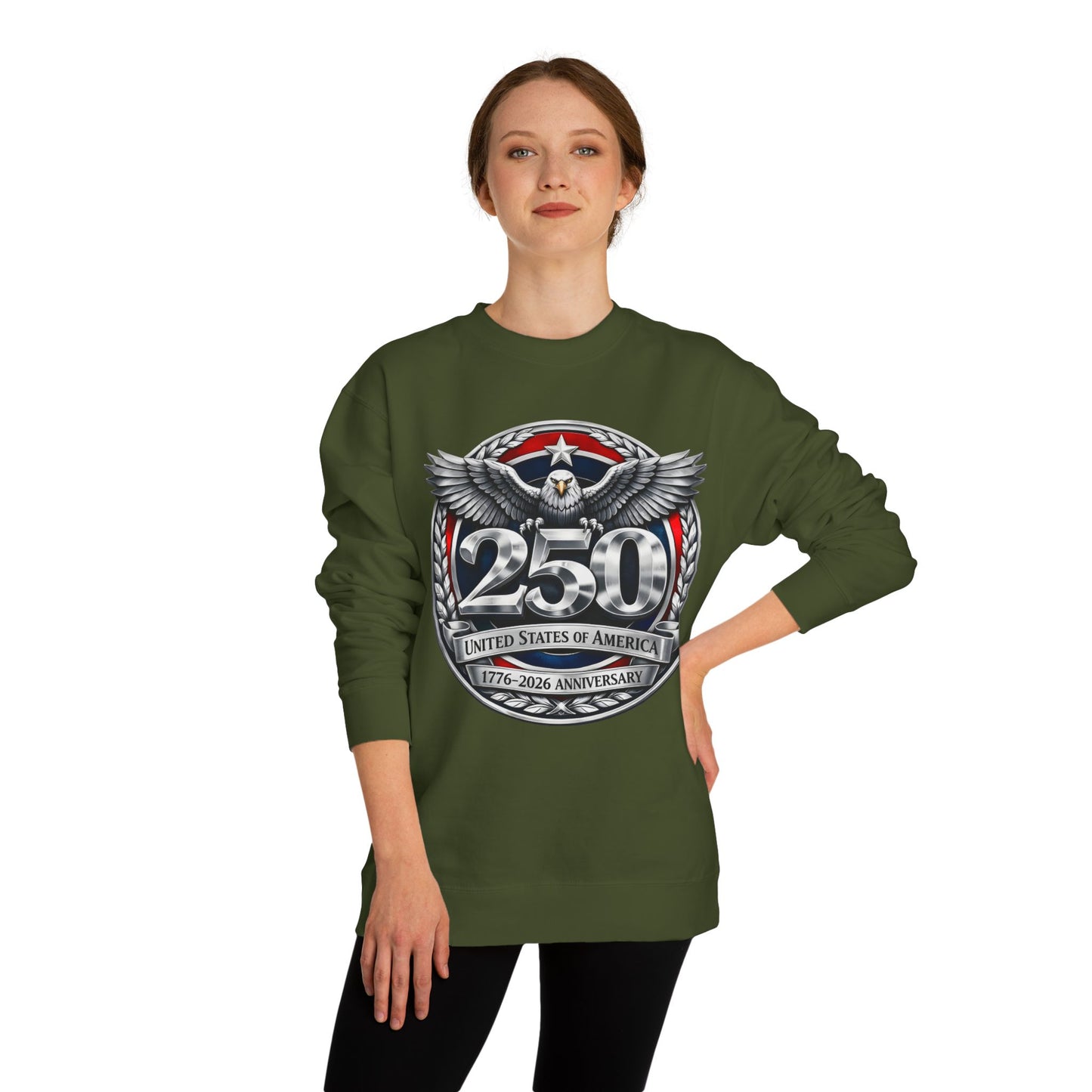 250th USA Anniversary Sweatshirt — Eagle Emblem 1776–2026 Commemorative Crewneck
