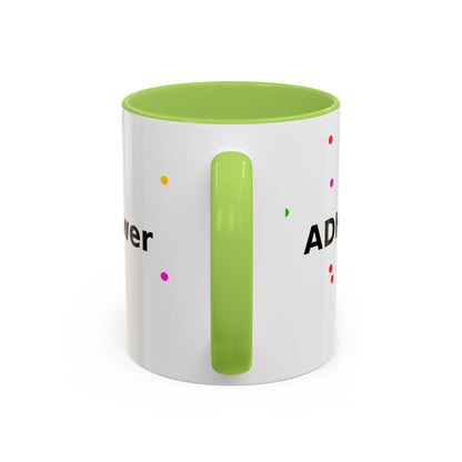 Accent Coffee Mug - "Coffee Is My Superpower" Funny Colorful Polka Dot Ceramic Mug (11/15oz)