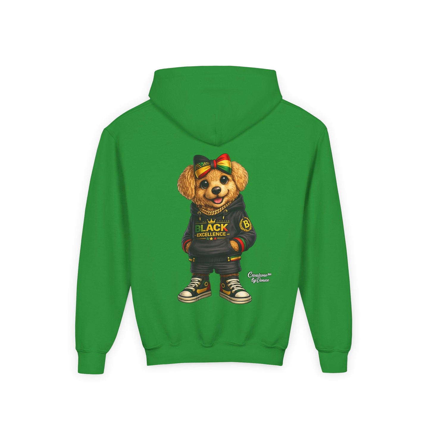 Youth Hoodie — Black Excellence Bear Graphic Sweatshirt (Kids)