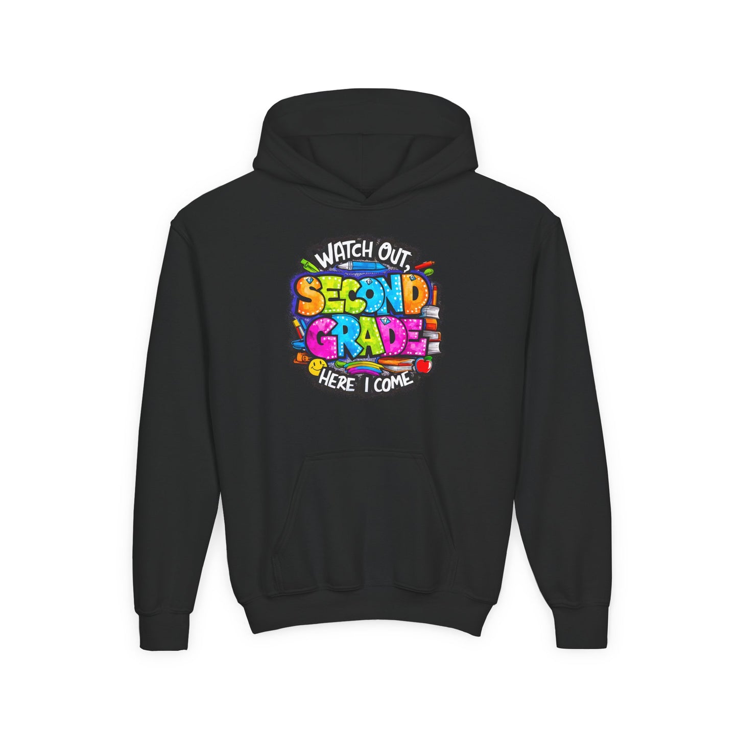 Second Grade Kids' Hoodie - "Watch Out Second Grade Here I Come" Back-to-School Sweatshirt