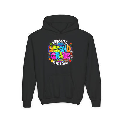 Second Grade Kids' Hoodie - "Watch Out Second Grade Here I Come" Back-to-School Sweatshirt