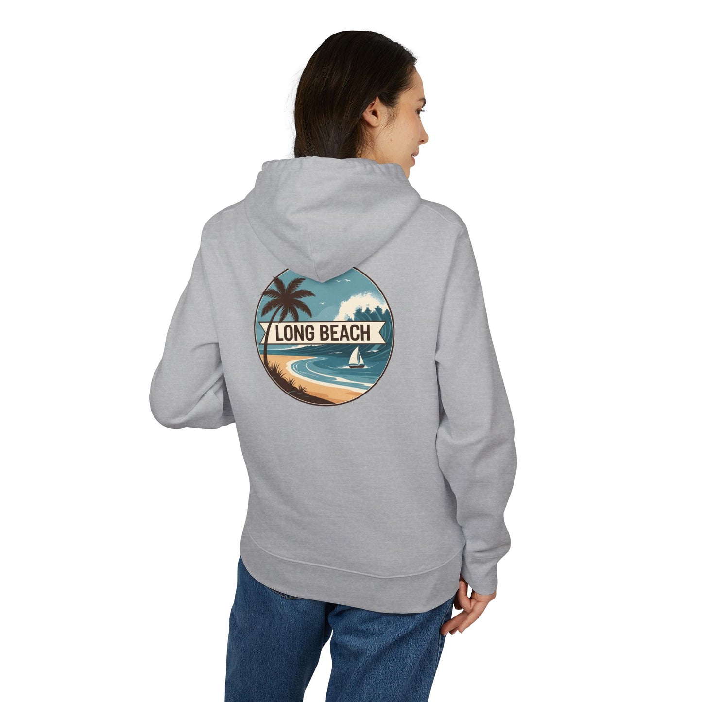 Long Beach Vintage Beach Hoodie — Retro Palm Tree Surf Pullover