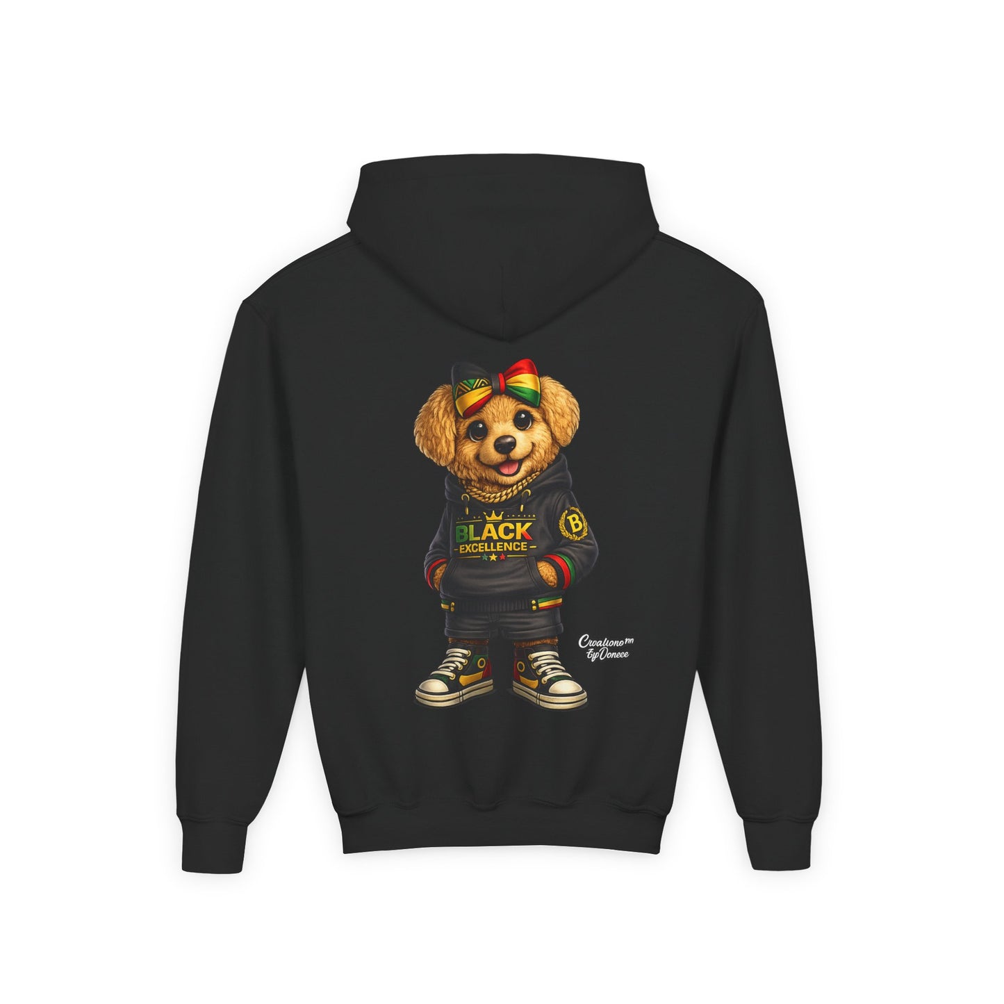 Youth Hoodie — Black Excellence Bear Graphic Sweatshirt (Kids)