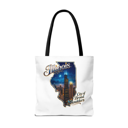 Illinois Skyline Tote Bag — "City of Broad Shoulders" Chicago Night Design