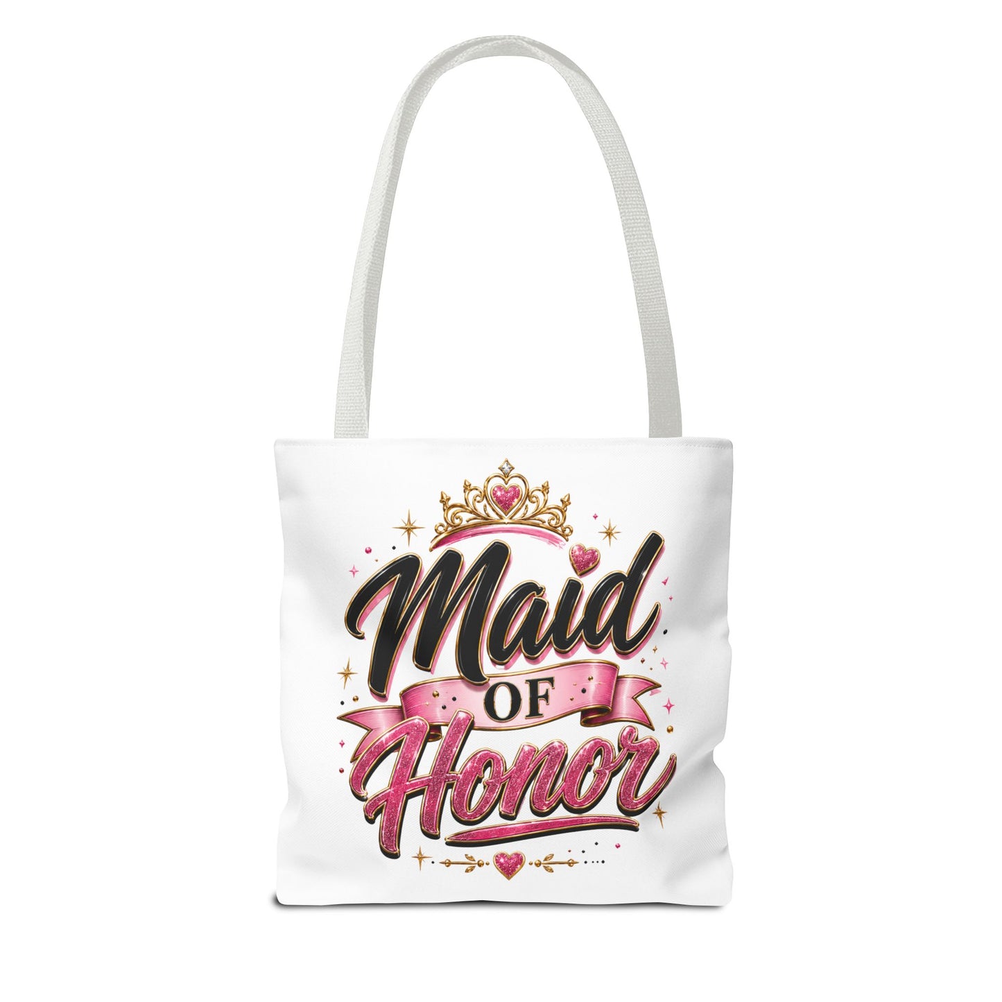 Maid of Honor Tote Bag — Pink Crown Bridal Party Tote for Weddings & Bachelorette