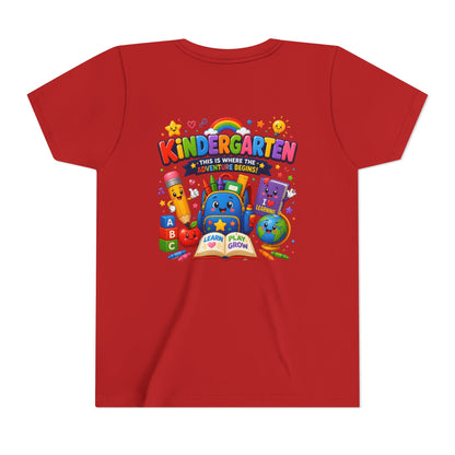 Kindergarten Kids T‑Shirt — 'Kindergarten: This Is Where the Fun Begins' Colorful Back-to-School Tee