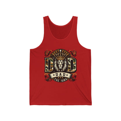 Dad Tank Top — "Best Ever Dad The King" Lion Graphic Fathers Day Gift
