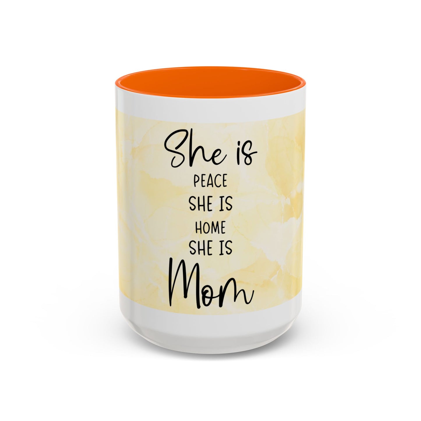 She Is Mom Floral Accent Coffee Mug — 'She is Peace, She is Home' Mother's Day Gift