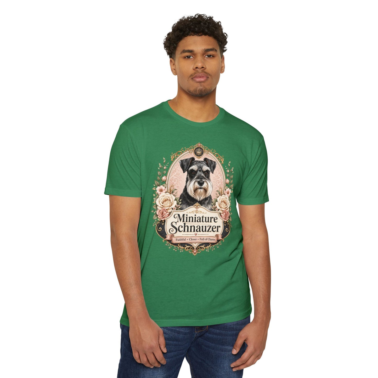 Miniature Schnauzer Floral Portrait T-Shirt