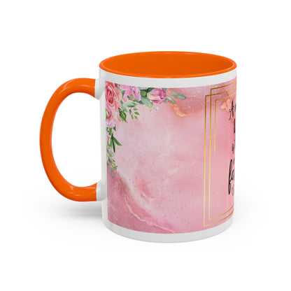 Mother’s Love Accent Coffee Mug — “A Mother's Love is the Heart of the Family” (Pink Floral, 11/15oz)