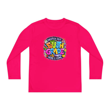 Fourth Grade Kids Long Sleeve Tee — "Watch Out Fourth Grade Here I Come"