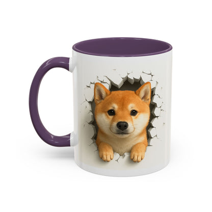 Shiba Inu Peeking Accent Coffee Mug – Cute Dog Lover Gift (11oz, 15oz)