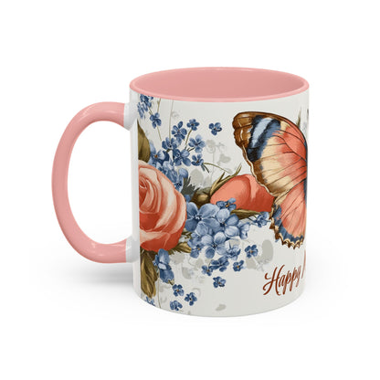 Mother's Day Butterfly Coffee Mug - 'Happy Mother's Day' Floral Accent Mug