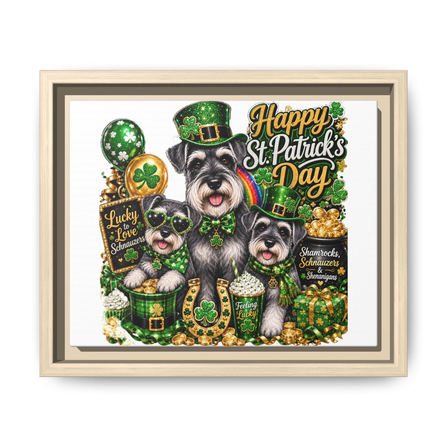 Happy St. Patrick's Day Schnauzer Canvas Print