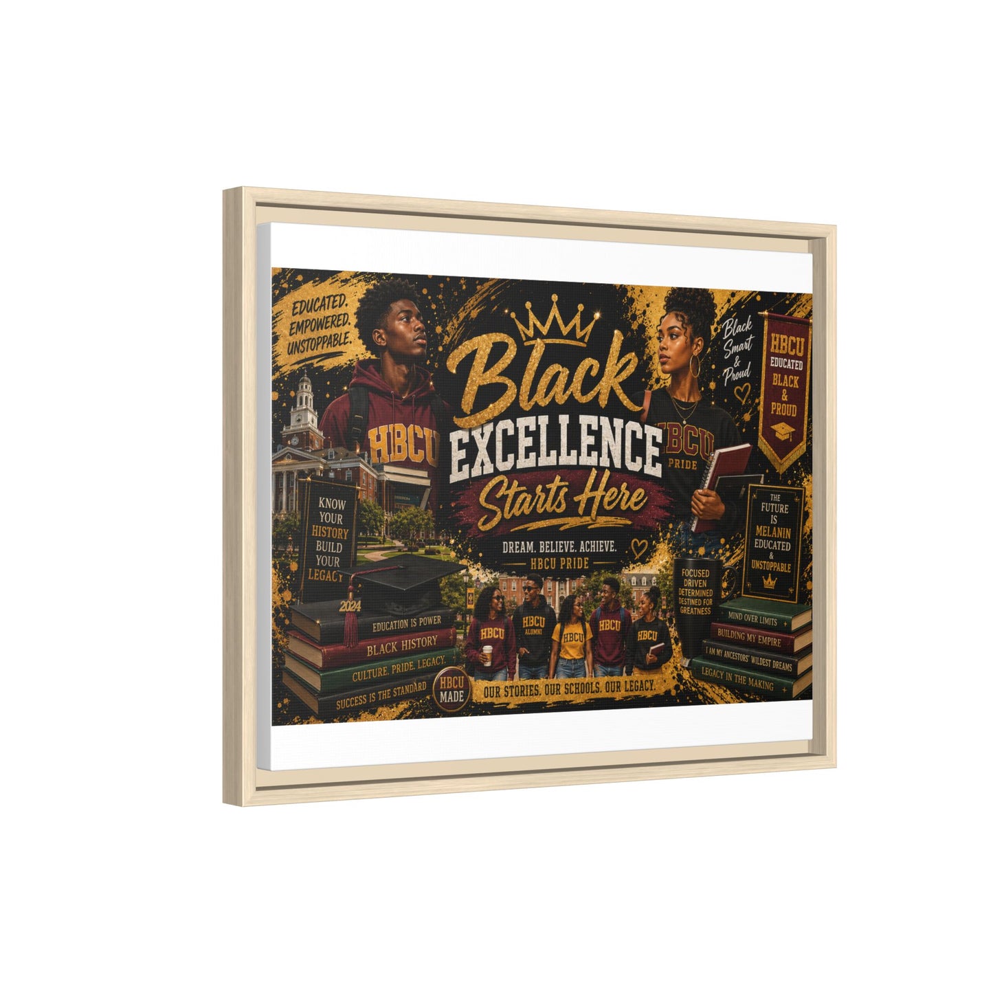 Black Excellence Starts Here Framed Canvas