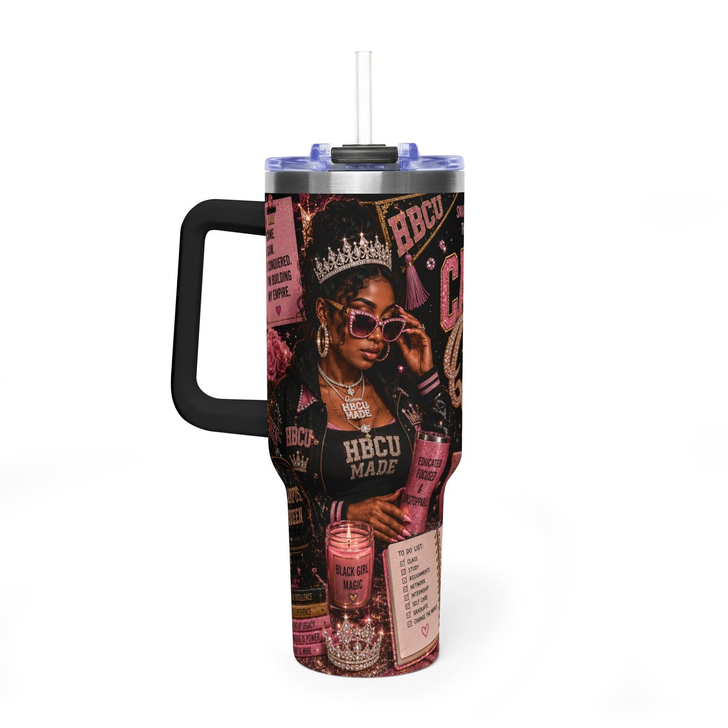 Campus Queen 40oz Vacuum Tumbler — HBCU Pride Travel Mug