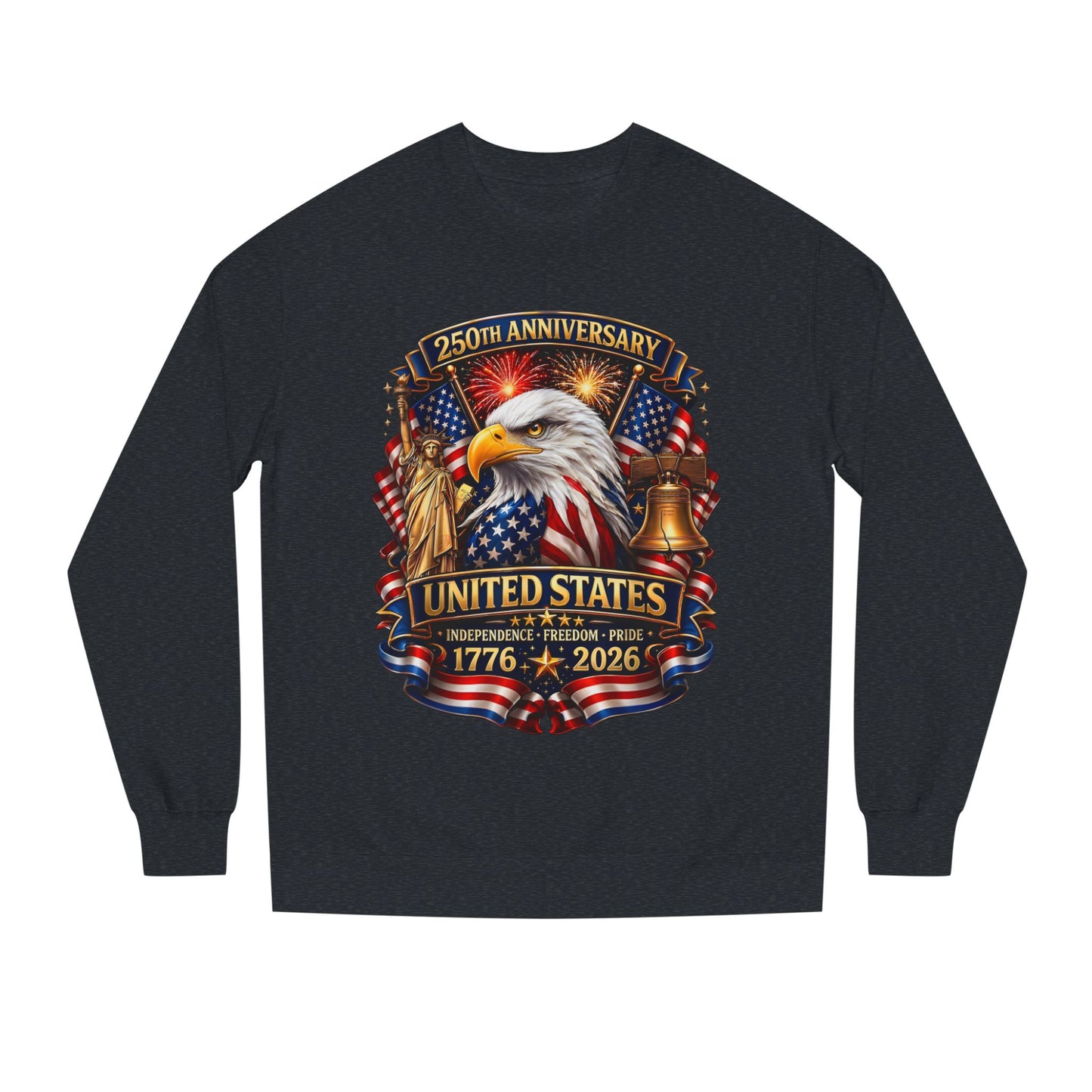 250th Anniversary United States Crewneck Sweatshirt — Eagle & American Flag 1776–2026