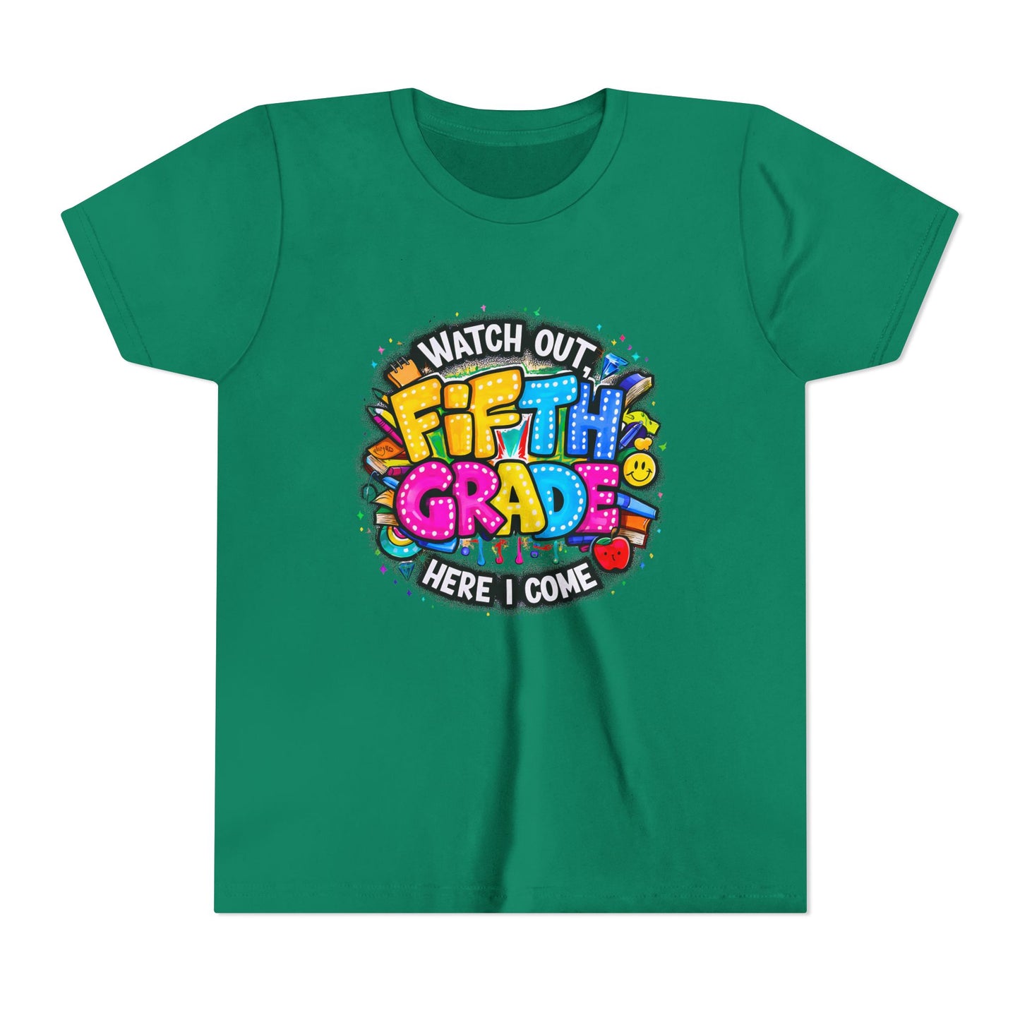 Fifth Grade T‑Shirt for Kids - "Watch Out Fifth Grade Here I Come" Back-to-School Tee