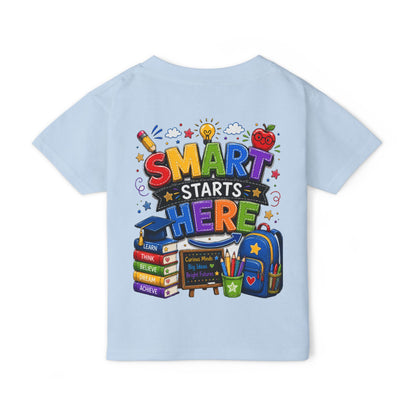 Toddler T-Shirt - "Smart Starts Here" Back-to-School Schoolhouse Design