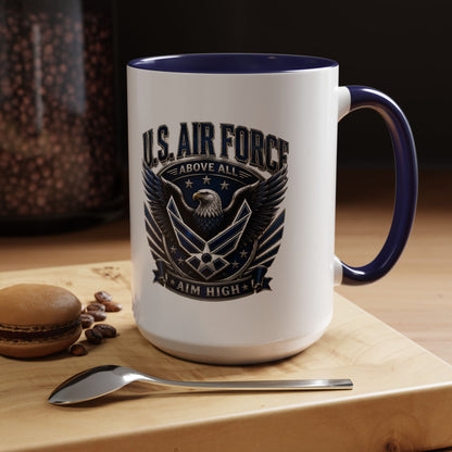 U.S. Air Force Eagle Coffee Mug – "Aim High" Accent Ceramic Mug (11/15oz)
