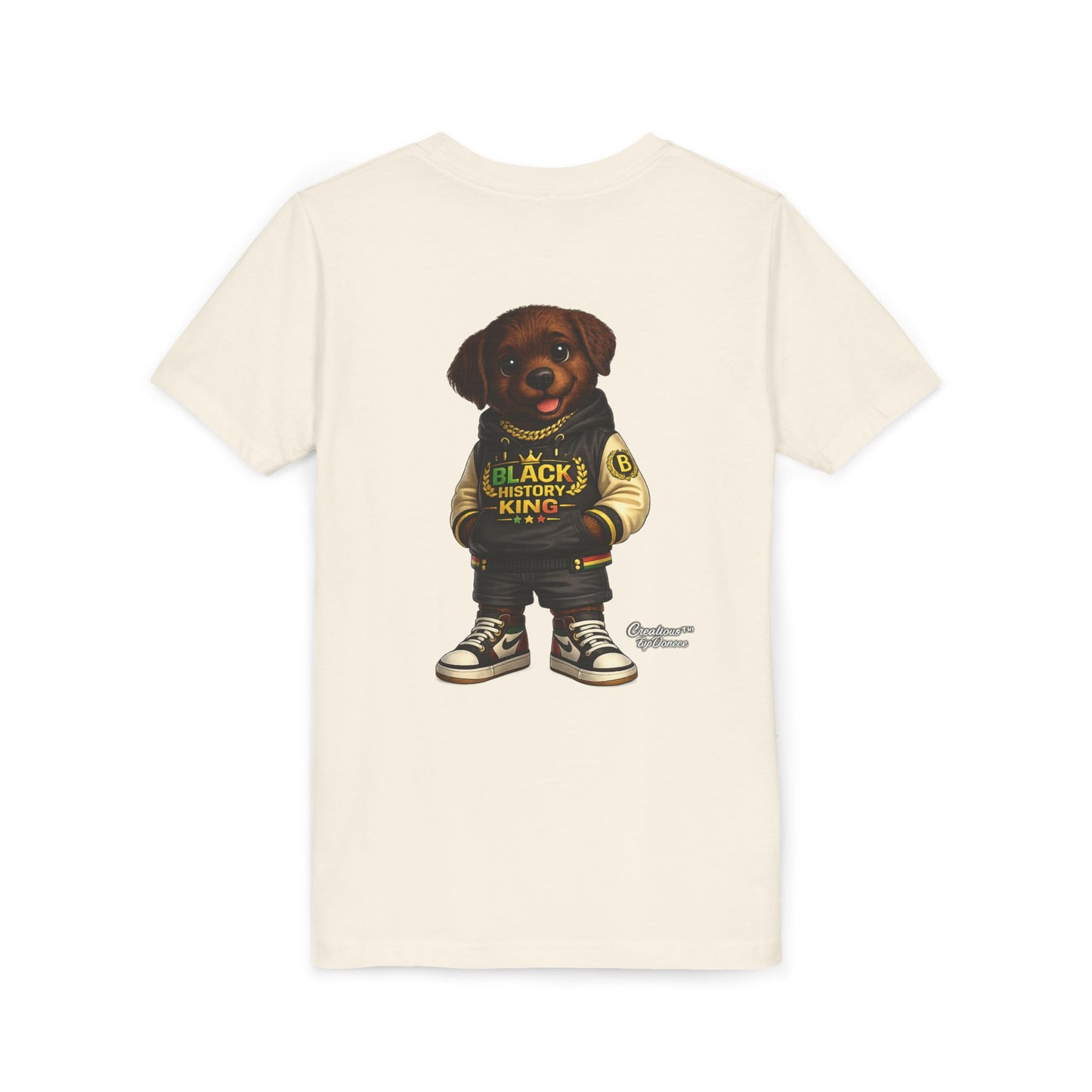 Youth Tee — 'Black History King' Puppy Graphic Shirt