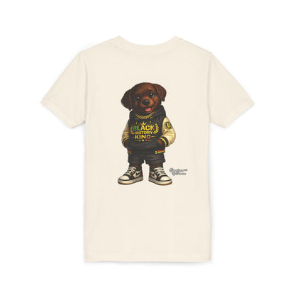 Youth Tee — 'Black History King' Puppy Graphic Shirt