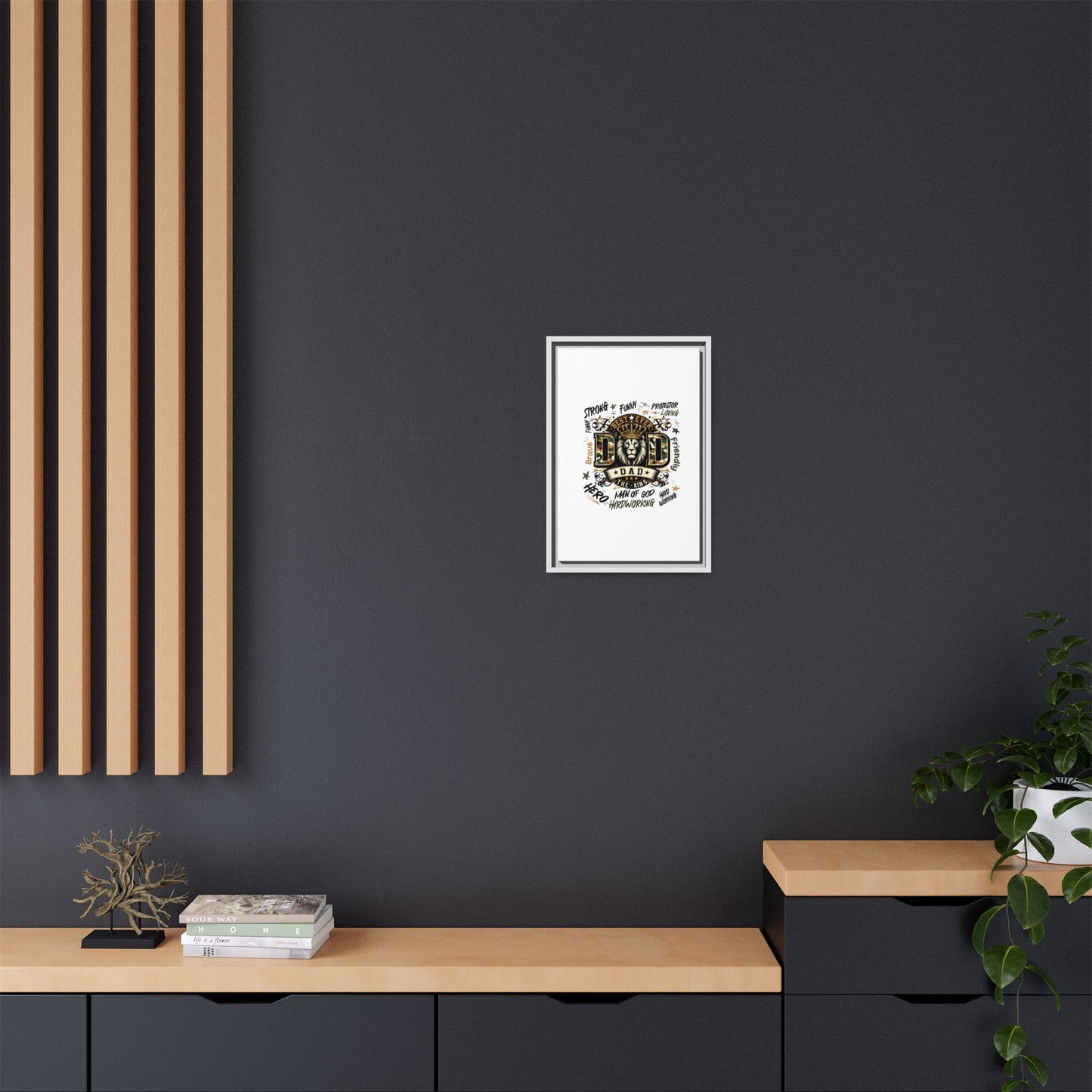 Framed Matte Canvas 'Best Ever DAD' Wall Art – Lion King Design, Father’s Day Gift