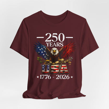 250 Years USA Eagle T-Shirt — 1776–2026 Patriotic Anniversary Tee