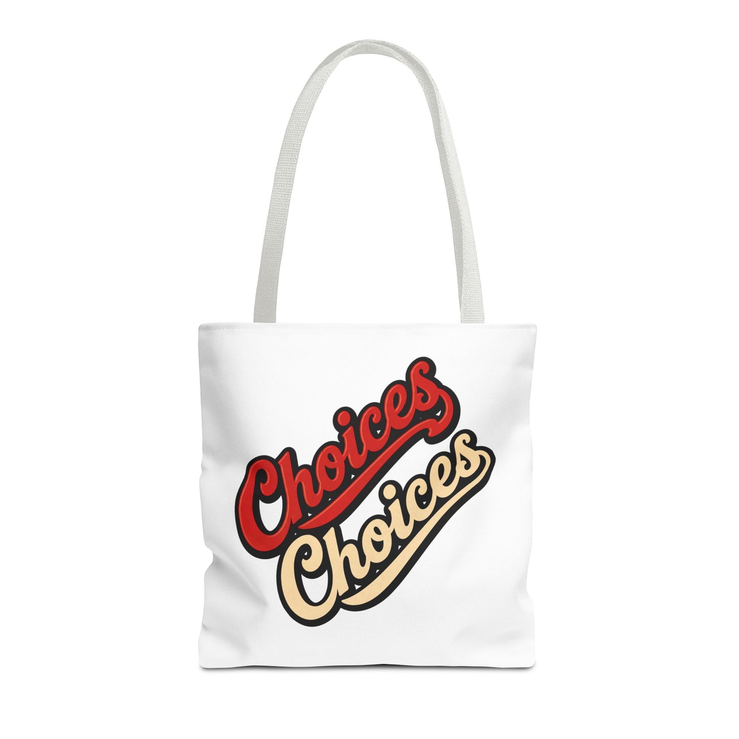 Choices Retro Script Tote Bag — Vintage Two-Tone Typography Canvas Tote