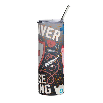 Nurse Strong 20oz Stainless Steel Tumbler — Life Saver Medical Shield Design