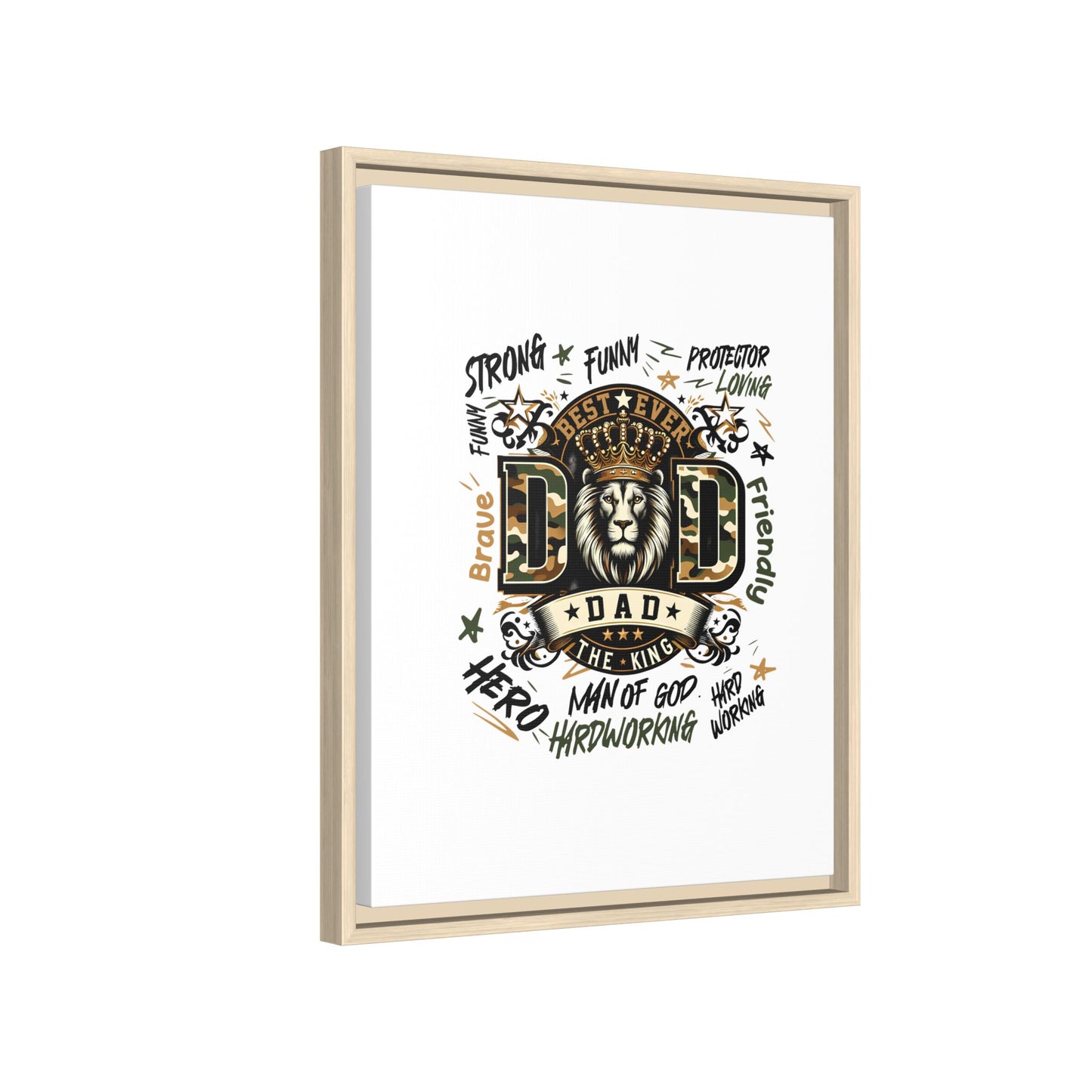 Framed Matte Canvas 'Best Ever DAD' Wall Art – Lion King Design, Father’s Day Gift