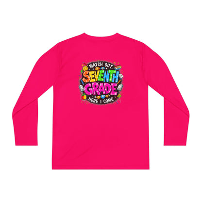 Seventh Grade Kids Long Sleeve Tee — "Watch Out… Here I Come" Back-to-School Shirt