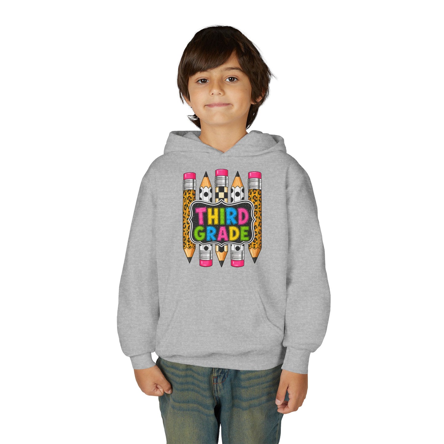 Third Grade Kids Hoodie — Cute Pencil Back-to-School Sweatshirt