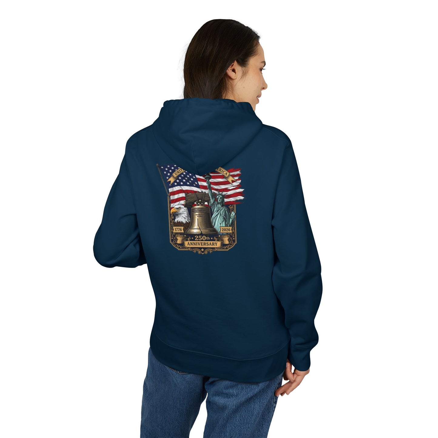 Liberty Bell Anniversary Hoodie — American Flag & Statue of Liberty Design