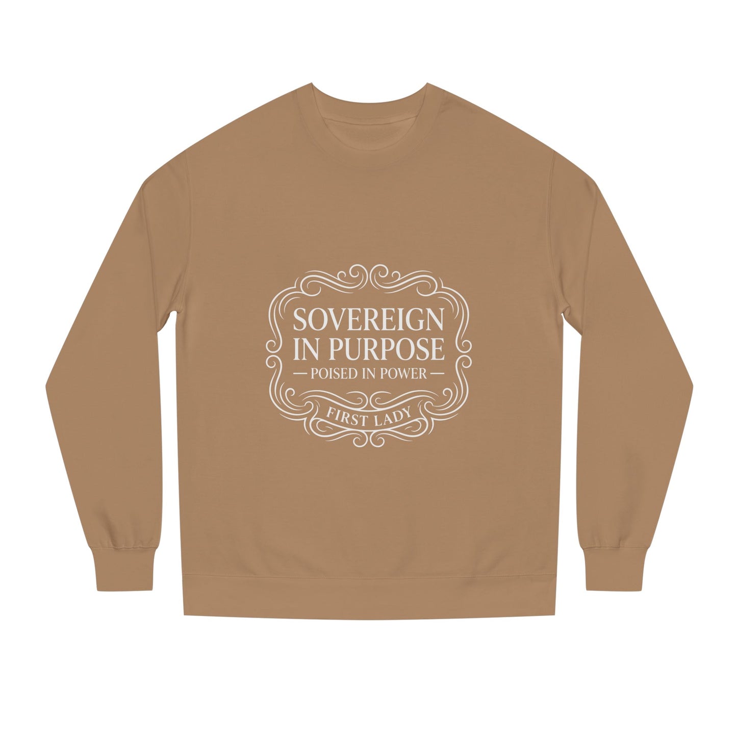 White Crewneck Sweatshirt — Subtle Embossed 'Nowhere to Be Found' Minimal Design