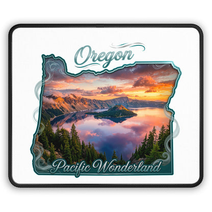 Oregon Gaming Mouse Pad — 'Pacific Wonderland' Scenic State Map