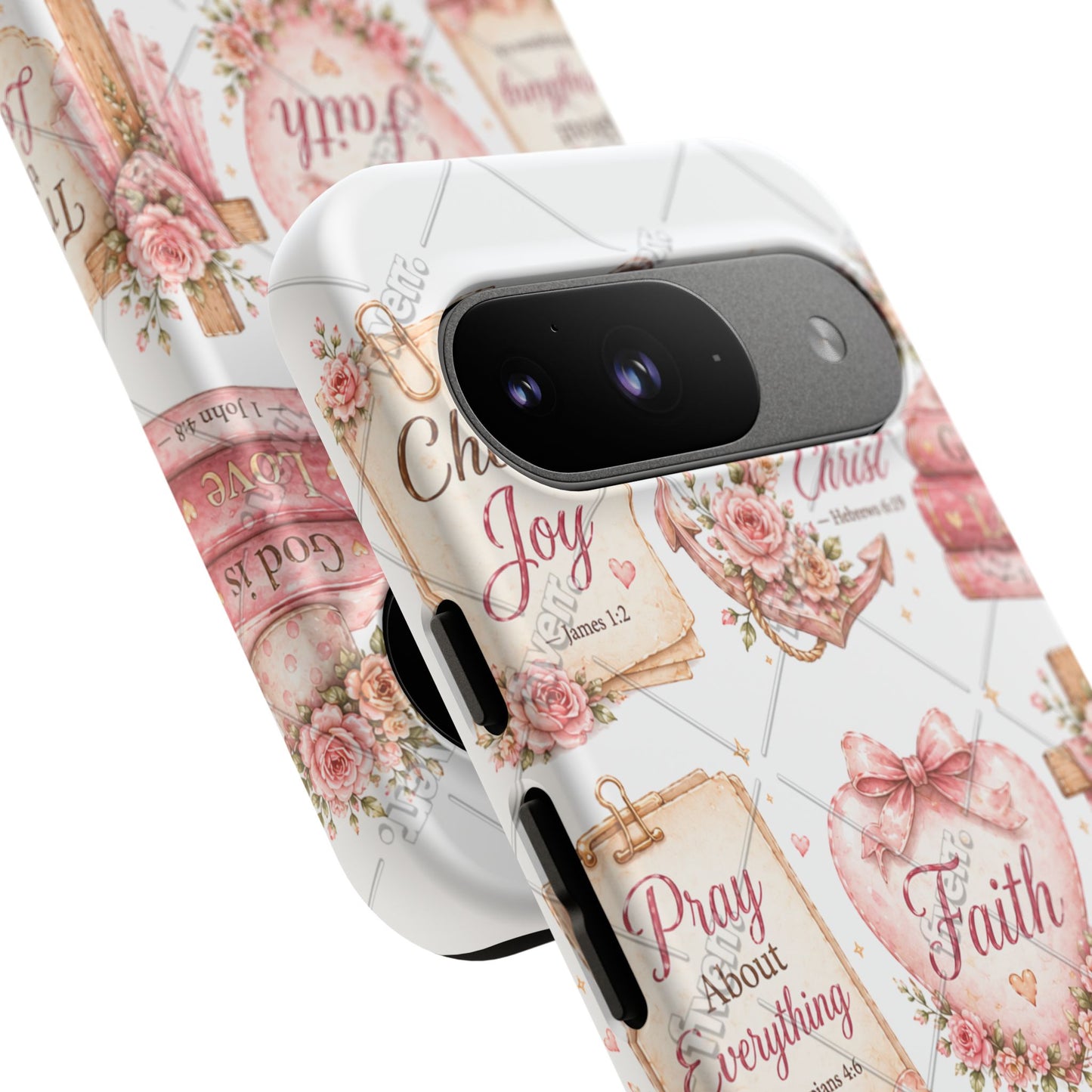 Faith Floral Phone Case – Christian Inspirational Scripture iPhone Cover (Choose Joy, Pray, Faith)